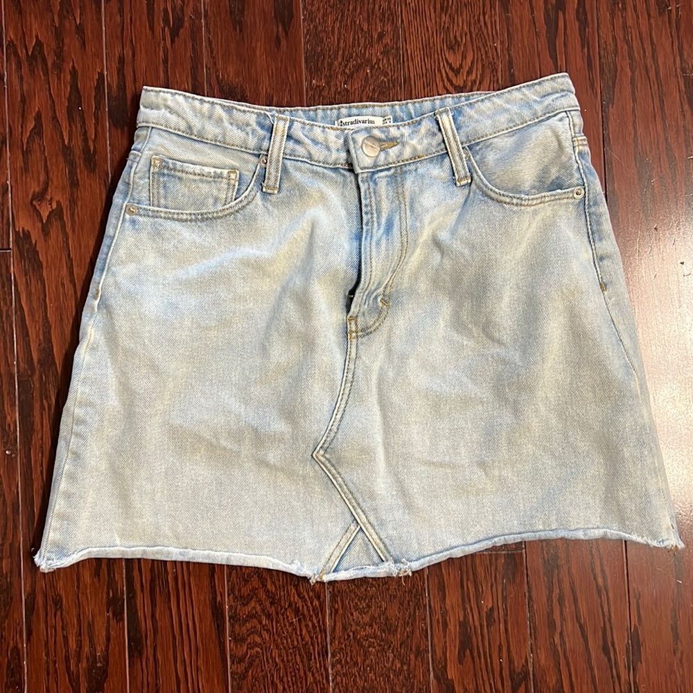 Stradivarius Light Wash Denim Skirt